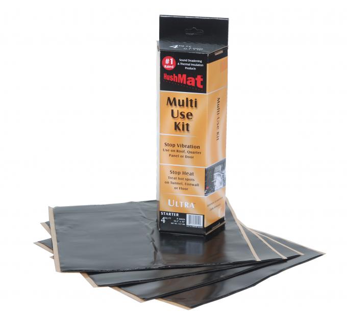 HushMat Multi Use Kit - Stealth Black Foil with Self-Adhesive Butyl-4 Sheets 12" x 11" ea 3.7 sq ft 10150